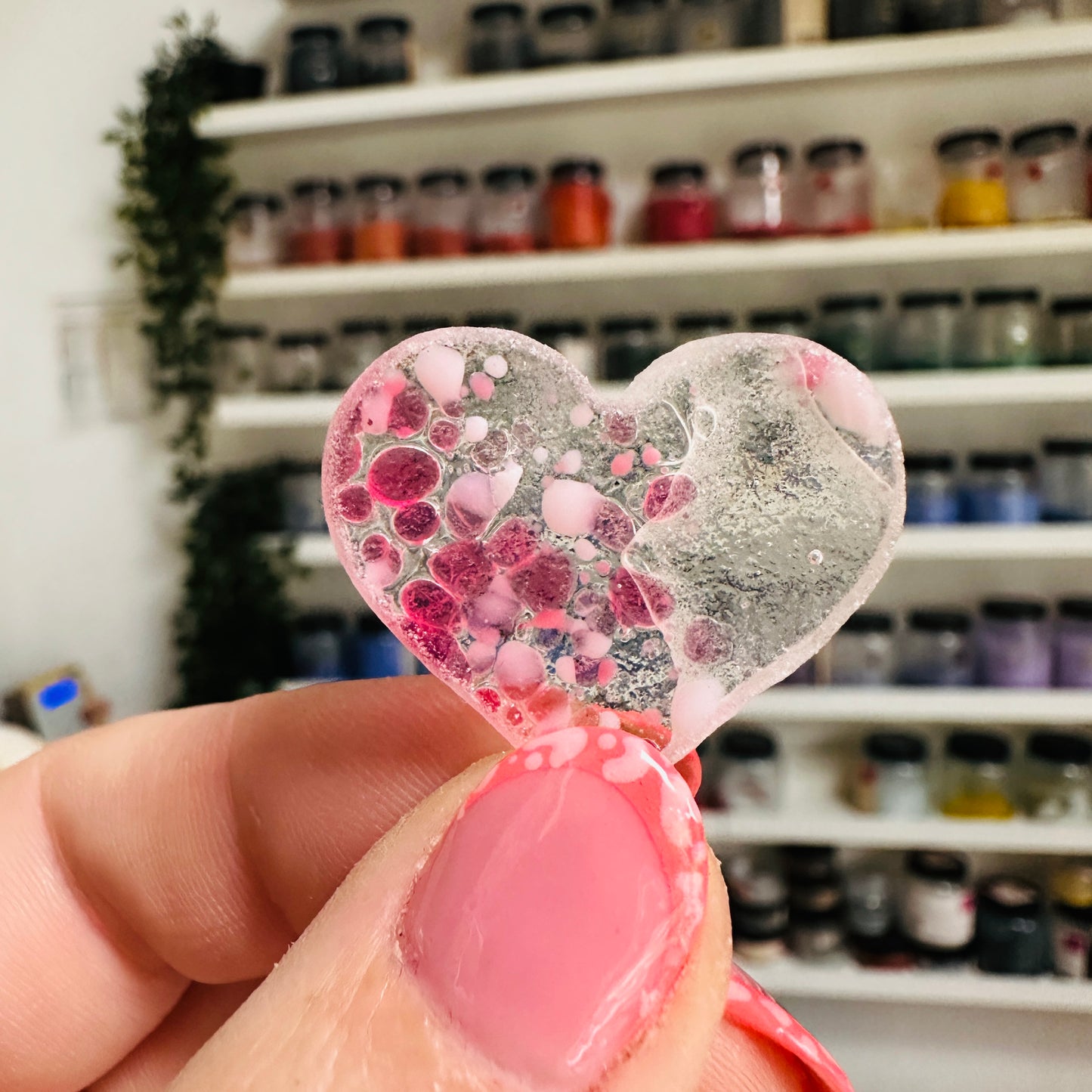 Handmade pink coloured Heart 3cm