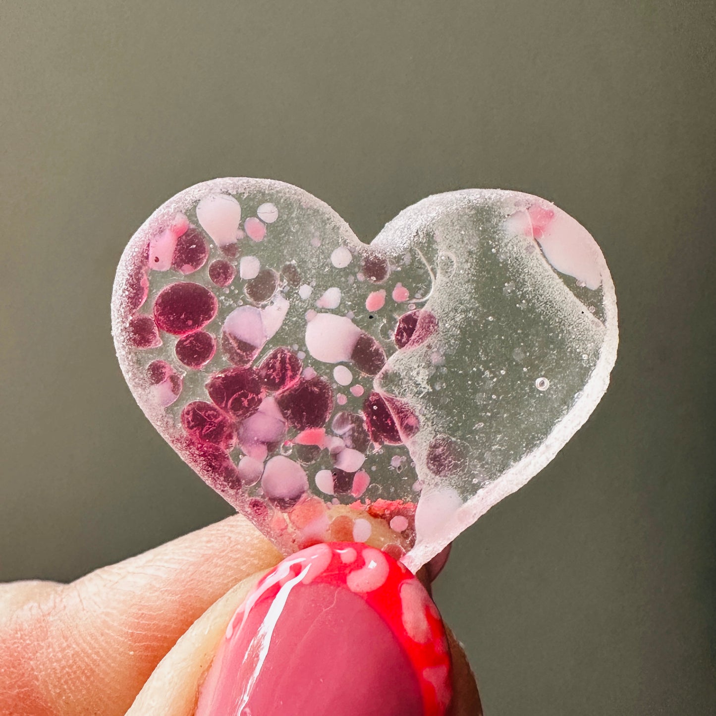 Handmade pink coloured Heart 3cm