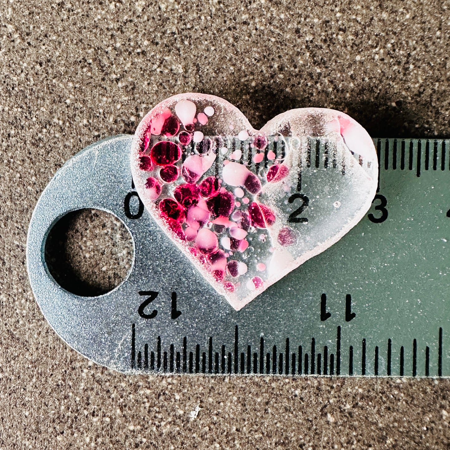 Handmade pink coloured Heart 3cm