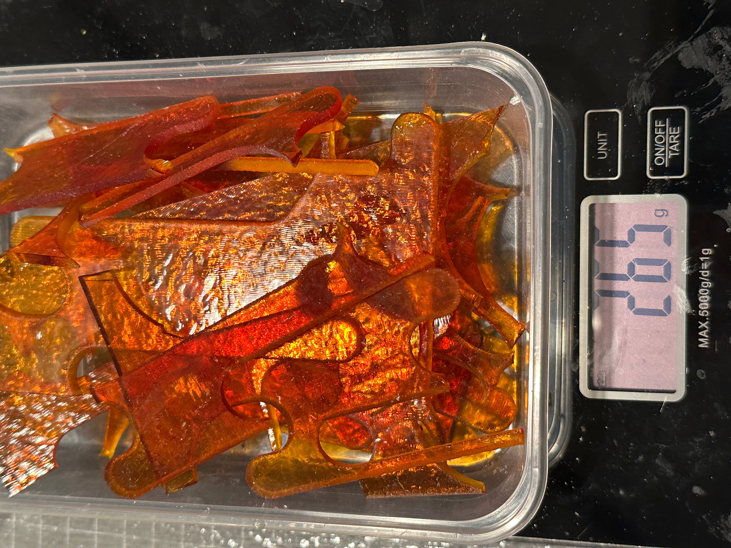 Red transparent Coe 90 scraps