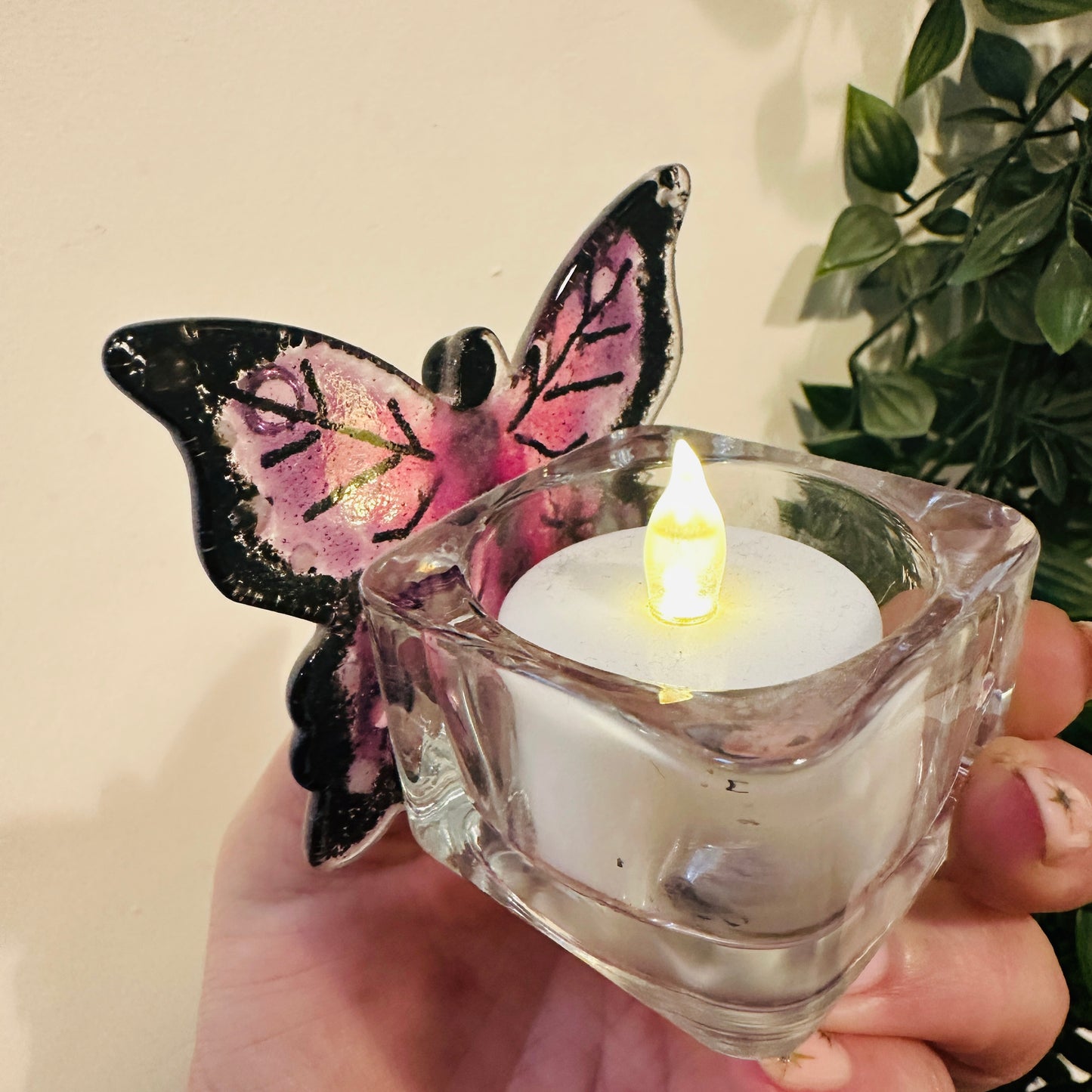 Square glass tealight holder