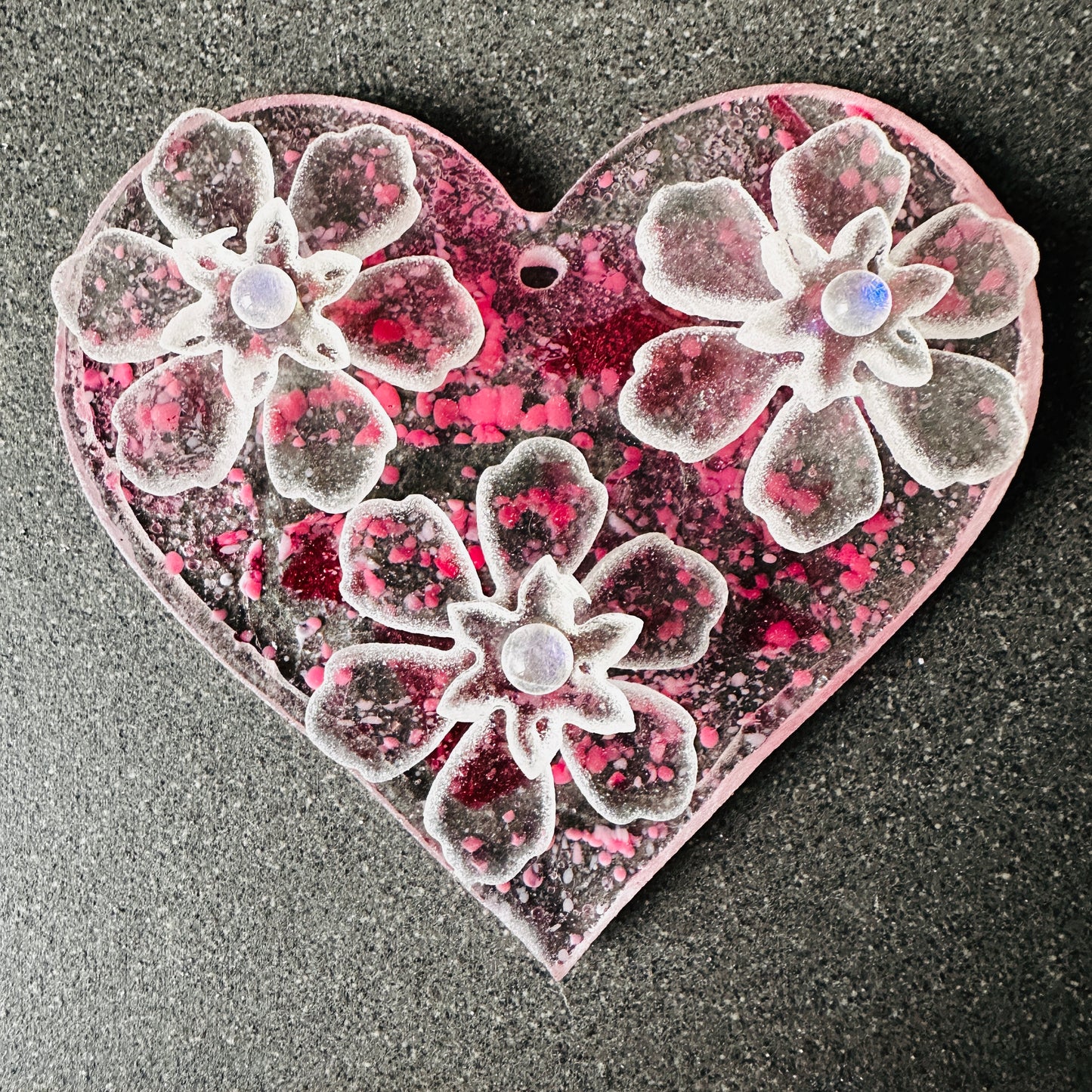 Handmade coloured Heart 9cm with hole