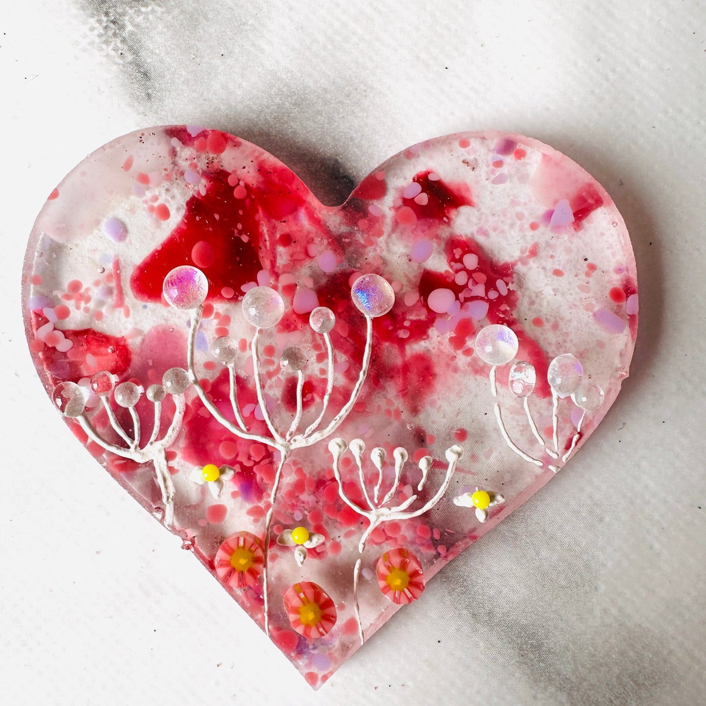 Handmade coloured Heart 9cm with hole